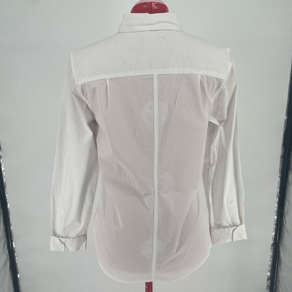 Boston Proper Long Sleeve Crisp White Button Down Collared Blouse - Picture 7 of 10